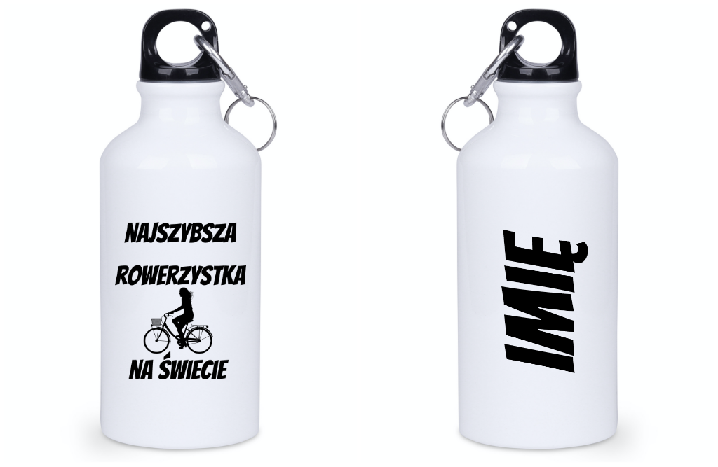 Butelka biała 400 ml z nadrukiem „Najszybsza rowerzystka na świecie” – dla rowerzystki #4