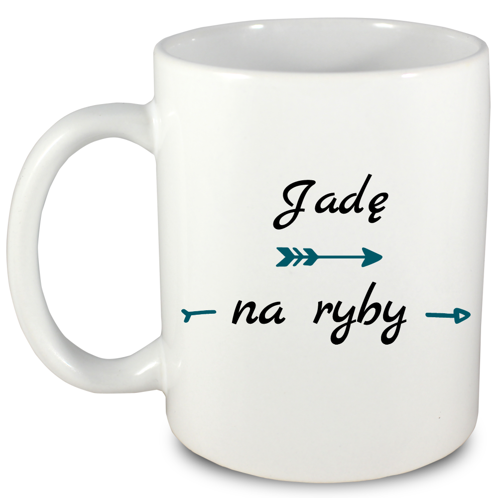 Kubek biały z nadrukiem: "Jadę na ryby" - wędkarstwo #3