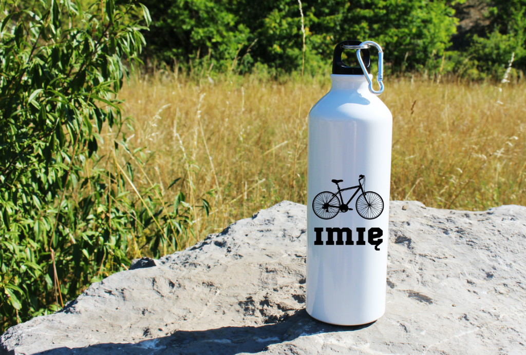 Butelka biała 800 ml na rower z grafiką roweru oraz dowolnym imieniem – dla rowerzystów #12