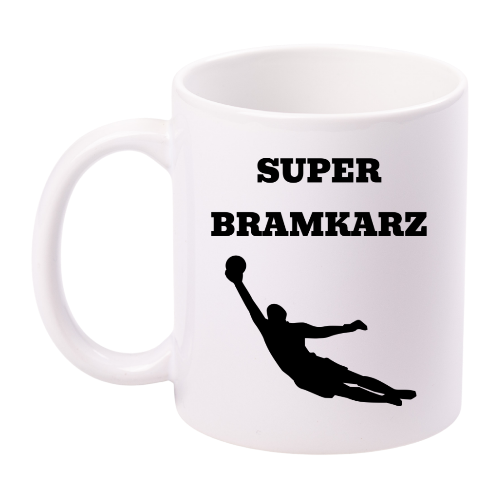 Kubek biały z nadrukiem "Super Bramkarz" – piłka nożna #15
