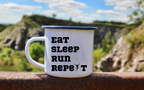 Kubek emaliowany prezent dla biegacza – napis "Eat Sleep Run Repeat" – bieganie #12