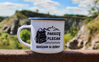 Kubek emaliowany biały z nadrukiem "Pakuję plecak, ruszam w góry#  #2