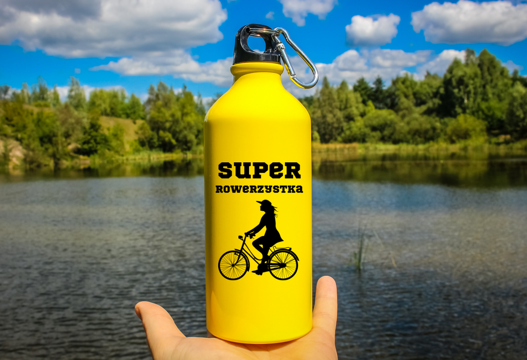 Bidon żółty 600 ml z nadrukiem "Super Rowerzystka" - dla rowerzystki #7