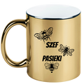 Kubek złoty z nadrukiem „Szef pasieki” – pszczelarstwo #4