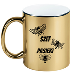 Kubek złoty z nadrukiem „Szef pasieki” – pszczelarstwo #4