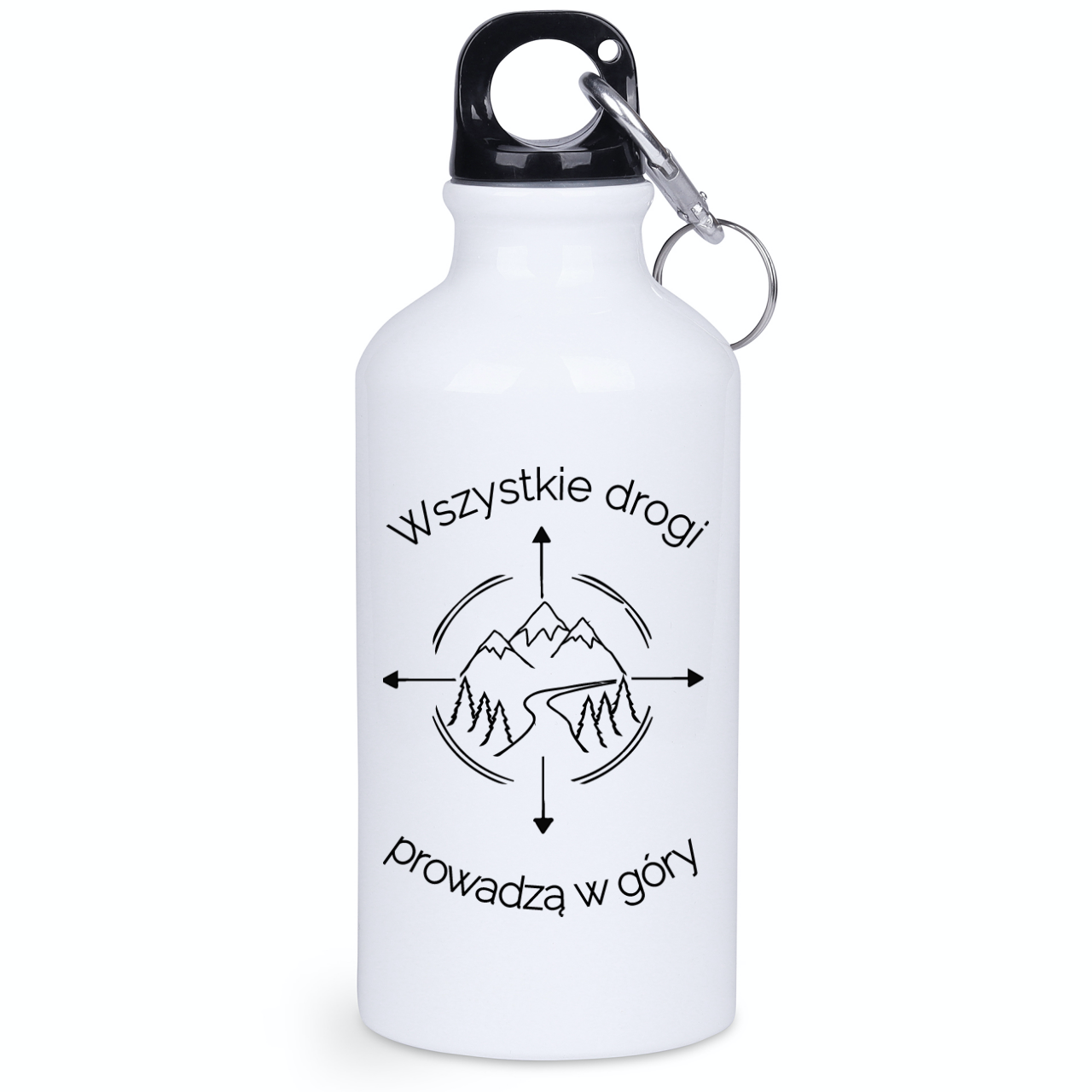 Butelka biała 400 ml z nadrukiem „Wszystkie drogi prowadzą w góry” #10
