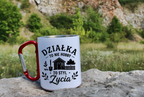 Kubek biały z czerwonym karabińczykiem „Działka to nie hobby, to styl życia” – działka, ogród #8