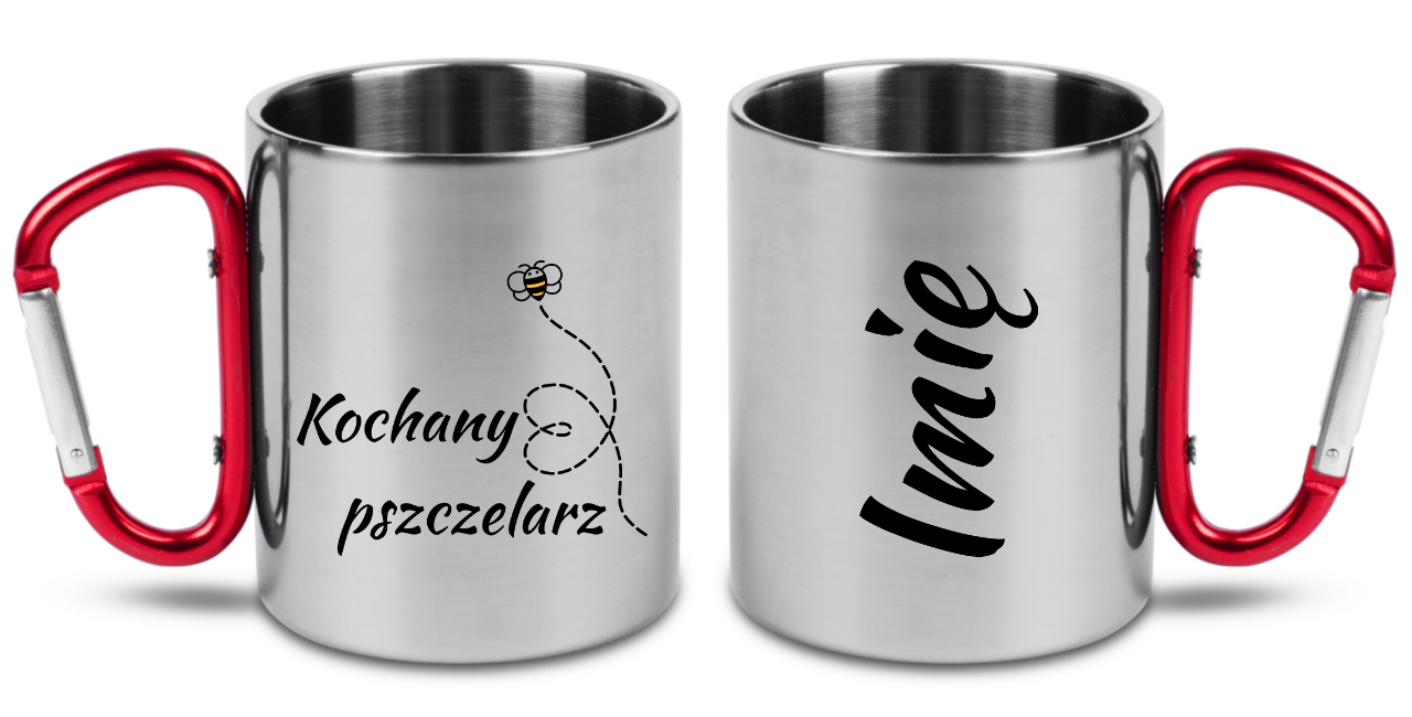 Kubek czerwony karabińczykiem z nadrukiem "Kochany pszczelarz" #6