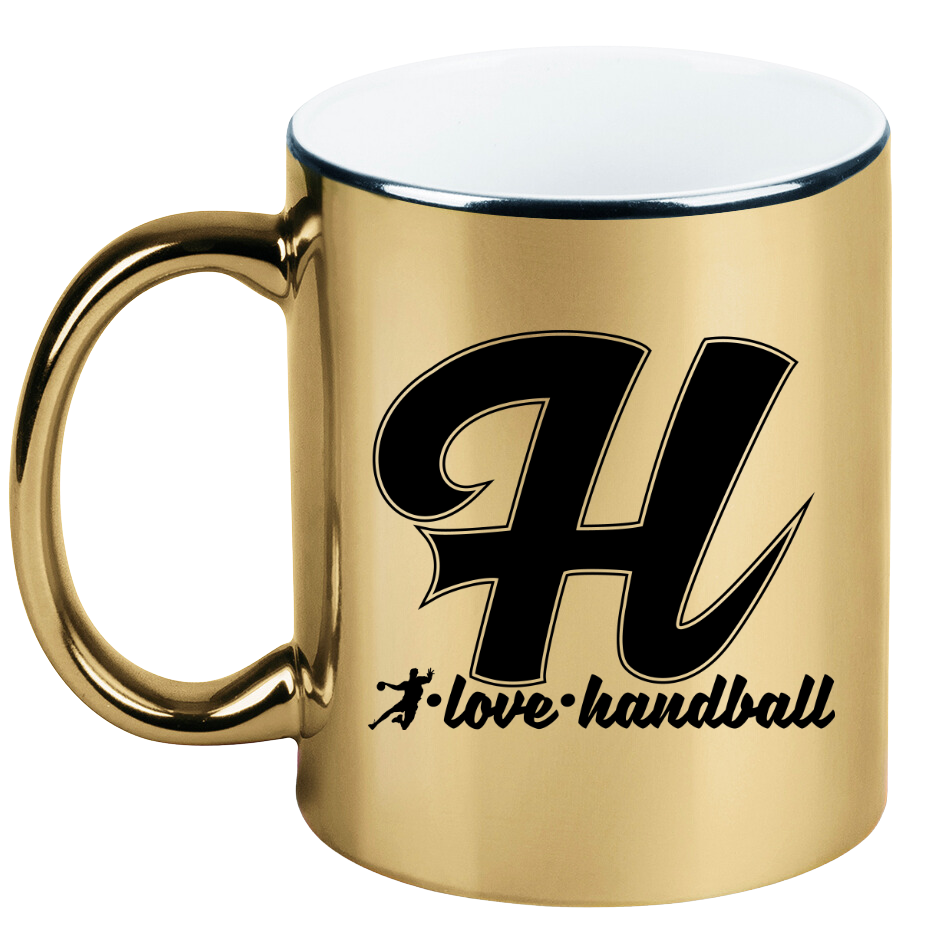 Kubek złoty z literą "H" oraz napisem "I LOVE HANDBALL" #2