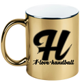 Kubek złoty z literą "H" oraz napisem "I LOVE HANDBALL" #2