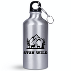 Butelka srebrna 400 ml z nadrukiem „Stay Wild” – przygoda, przyroda #8