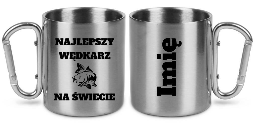 Kubek ze srebrnym karabińczykiem i nadrukiem "Najlepszy wędkarz na świecie" #7
