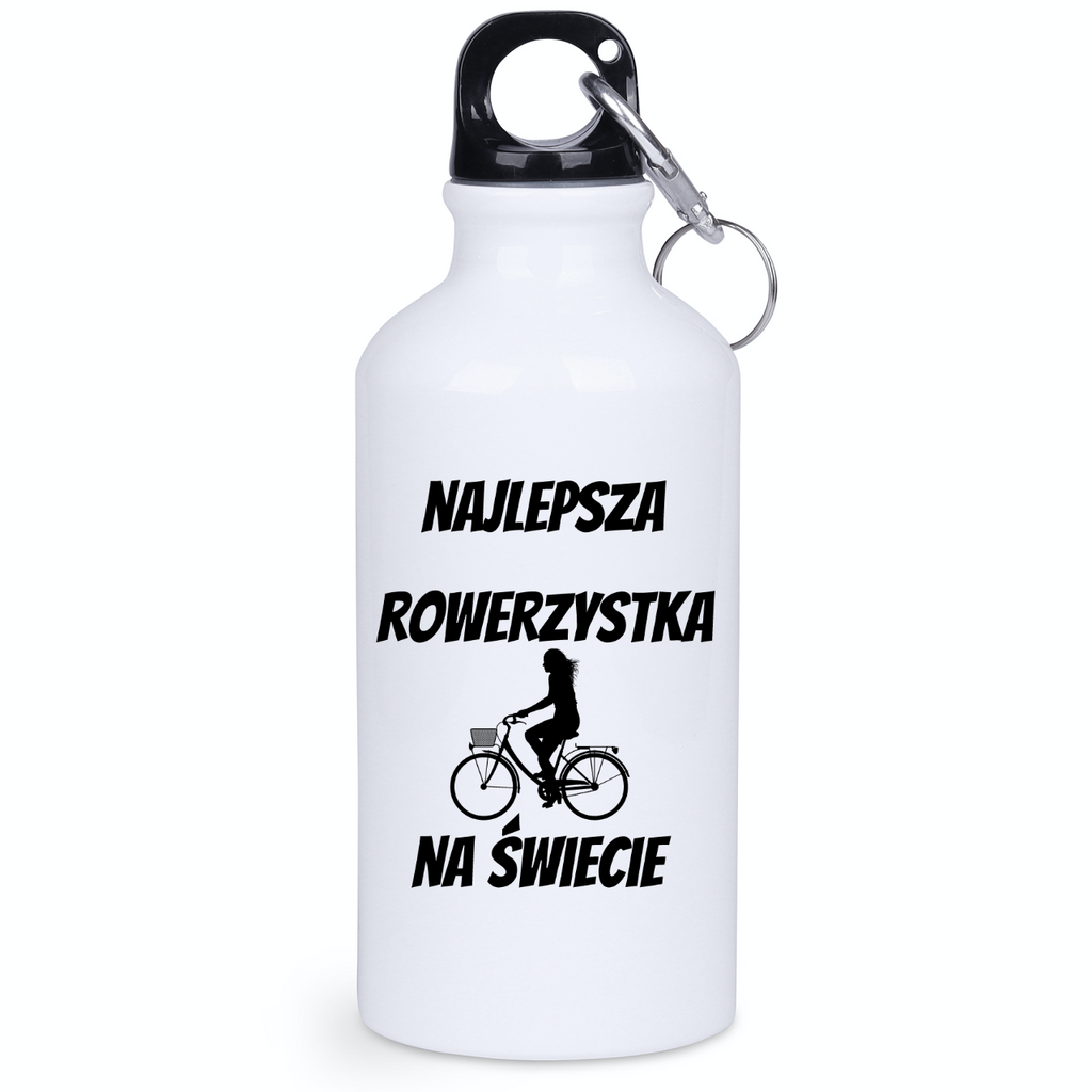 Butelka biała 400 ml z nadrukiem „Najlepsza rowerzystka na świecie” – dla rowerzystki #3