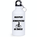 Butelka biała 400 ml z nadrukiem „Najlepsza rowerzystka na świecie” – dla rowerzystki #3