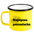 Kubek emaliowany żółty z napisem "Najlepsza pszcelarka" – pszczelarstwo #3