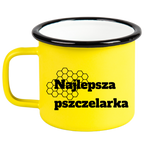Kubek emaliowany żółty z napisem "Najlepsza pszcelarka" – pszczelarstwo #3