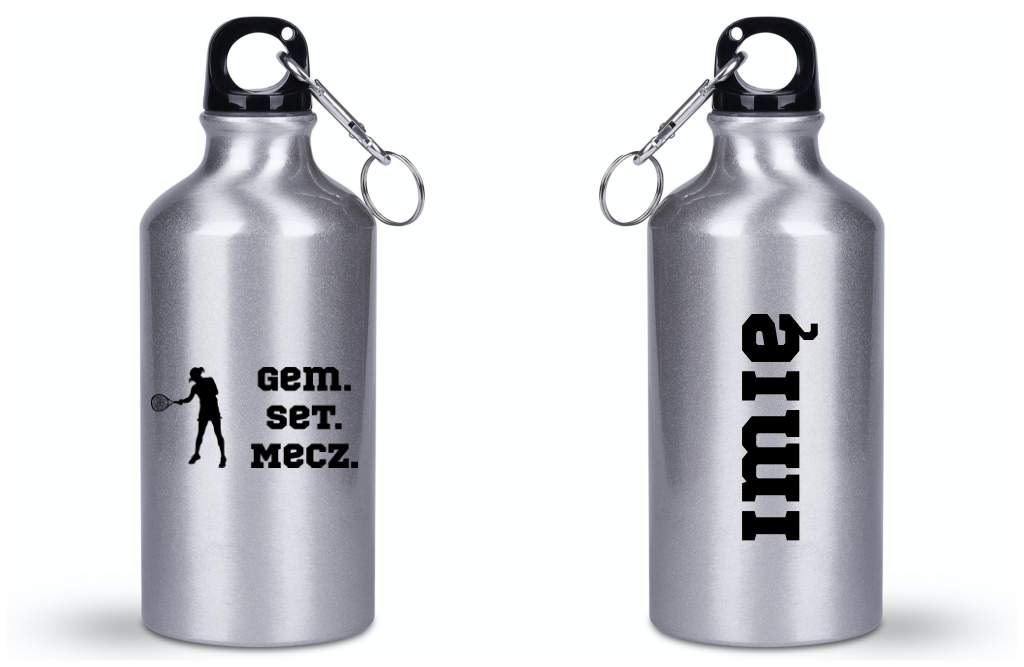 Butelka srebrna 400 ml z napisem "Gem Set Mecz" – damska #5