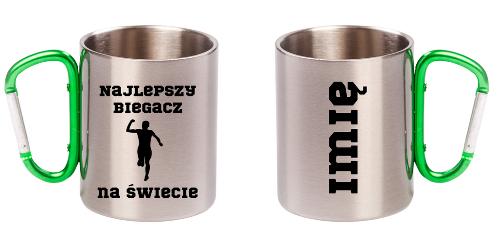 Kubek z karabińczykiem zielonym z nadrukiem "Najlepszy biegacz na świecie" #1