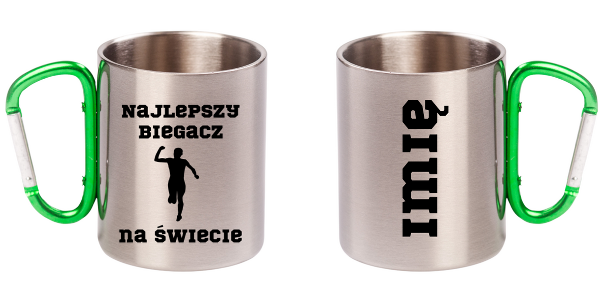 Kubek z karabińczykiem zielonym z nadrukiem "Najlepszy biegacz na świecie" #1