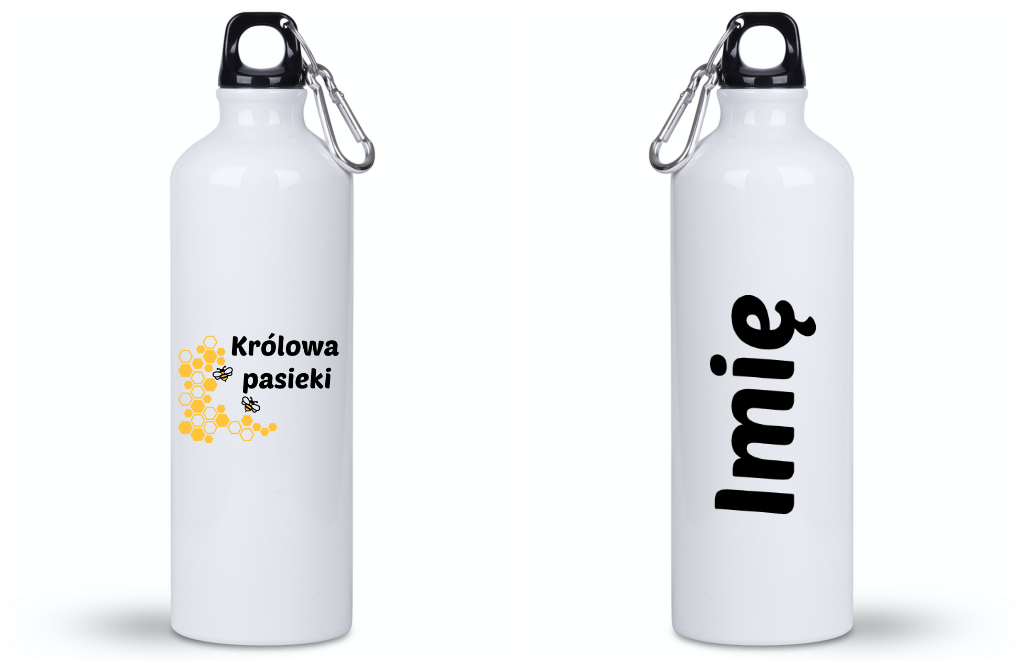 Bidon biały 800 ml z nadrukiem „Królowa pasieki” – pszczelarstwo #9