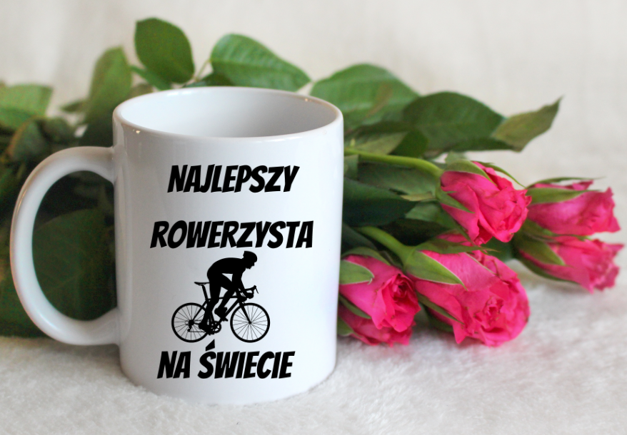 Kubek biały z nadrukiem „Najlepszy rowerzysta na świecie” – dla rowerzysty #11