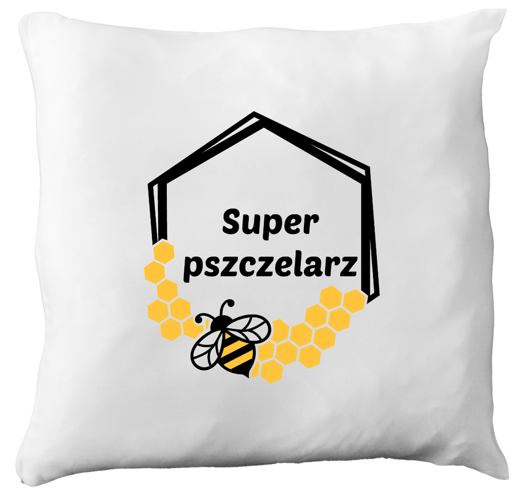 Poduszka dla pszczelarza z nadrukiem „Super pszczelarz” – pszczelarstwo #11