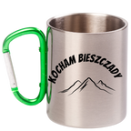 Kubek z zielonym karabińczykiem i nadrukiem „Kocham Bieszczady” – góry #2