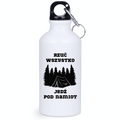 Butelka biała 400 ml z nadrukiem „Rzuć wszystko, jedź pod namiot” – camping, namiot #9