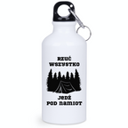 Butelka biała 400 ml z nadrukiem „Rzuć wszystko, jedź pod namiot” – camping, namiot #9