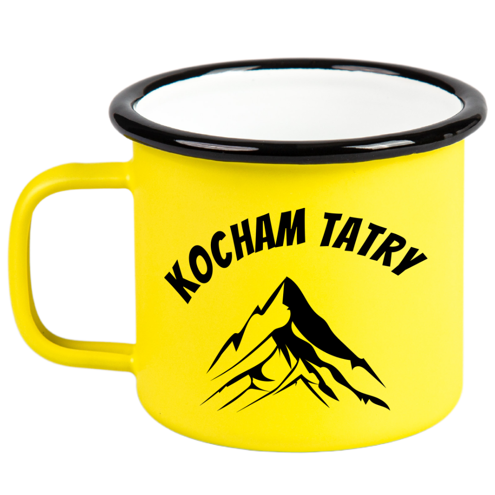 Kubek emaliowany żółty z nadrukiem „Kocham Tatry” – góry, Podhale, Tatry #3