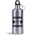 Butelka srebrna 500 ml z nadrukiem „Super Siłacz” – na siłownię #3