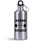 Butelka srebrna 500 ml z nadrukiem „Super Siłacz” – na siłownię #3