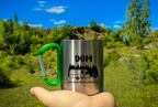 Kubek z zielonym karabińczykiem i nadrukiem "Dom jest tam, gdzie go zaparkujesz" - camper, camping #6