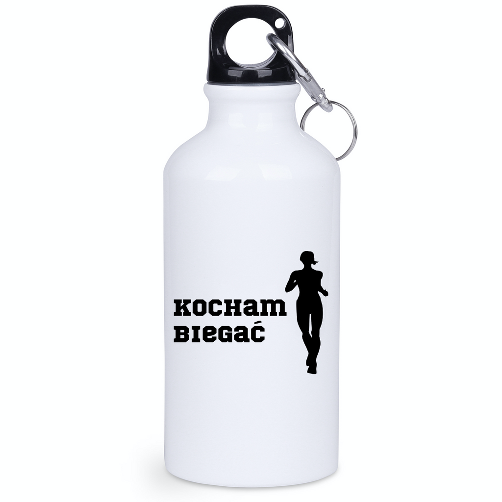 Bidon biały 400 ml dla biegaczki – nadruk "Kocham Biegać" – bieganie #4