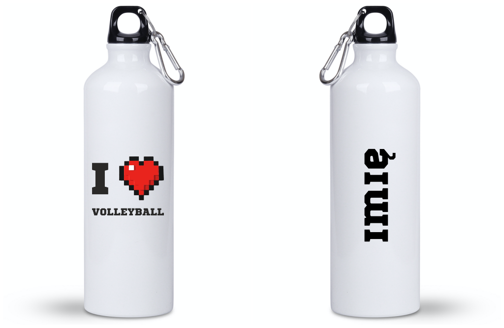 Butelka biała 800 ml z nadrukiem "I LOVE VOLLEYBALL" #1