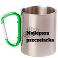Kubek srebrny 300 ml z zielonym karabińczykiem i nadrukiem „Najlepsza pszczelarka” #6