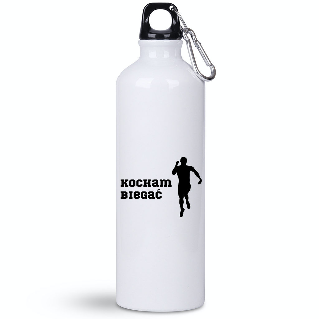 Bidon biały 800 ml z nadrukiem "Kocham Biegać", męski – bieganie #3
