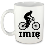 Kubek biały z grafiką roweru i imieniem do wyboru – dla rowerzysty #9