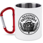 Kubek biały z czerwonym karabińczykiem "Najlepsza Grzybiarka" - na grzyby #1