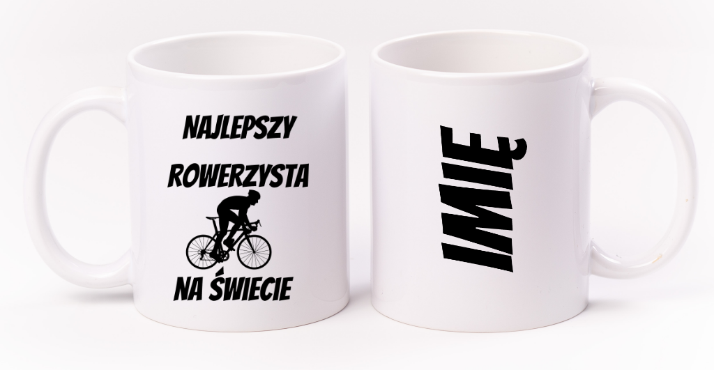 Kubek biały z nadrukiem „Najlepszy rowerzysta na świecie” – dla rowerzysty #11