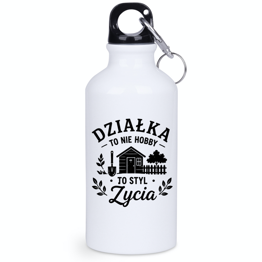 Butelka biała 400 ml z nadrukiem „Działka to nie hobby, to styl życia” – ogród, działka #8