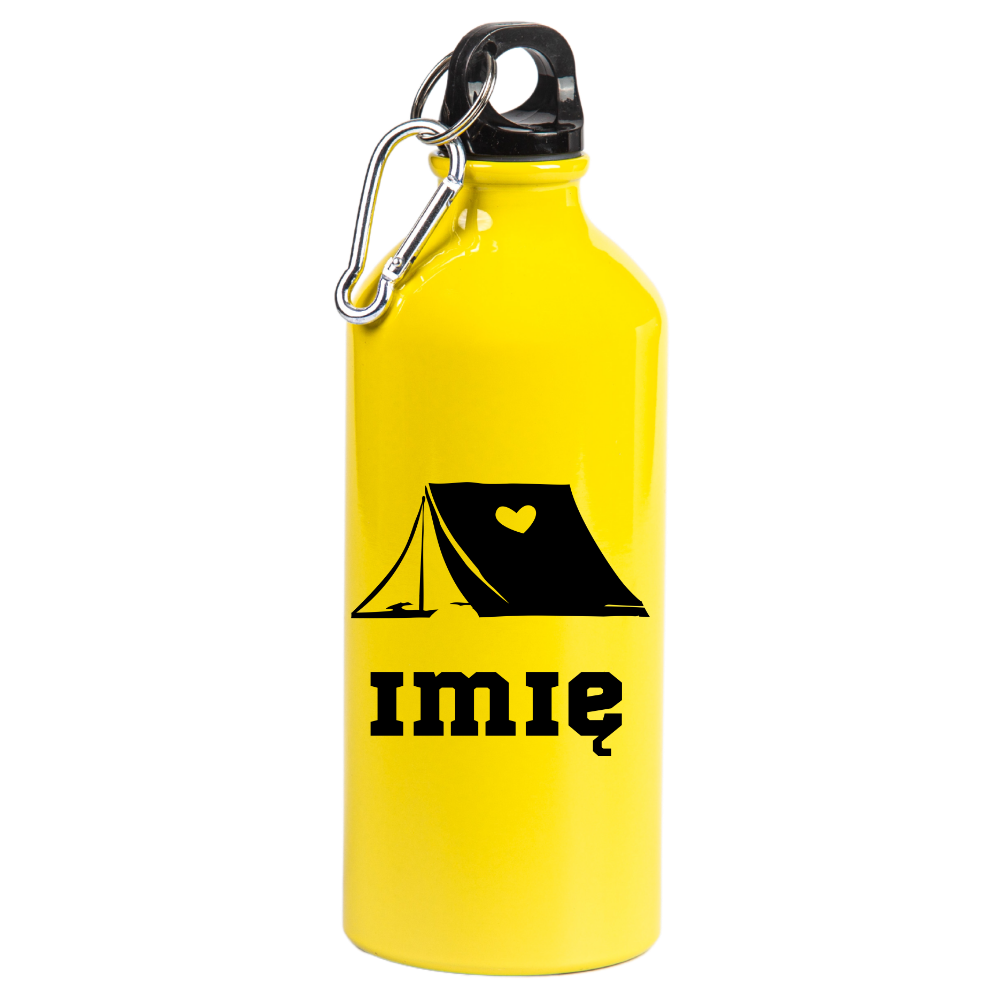 Butelka żółta 600 ml z grafiką namiotu i imieniem do wyboru – camping, namiot, podróże #5