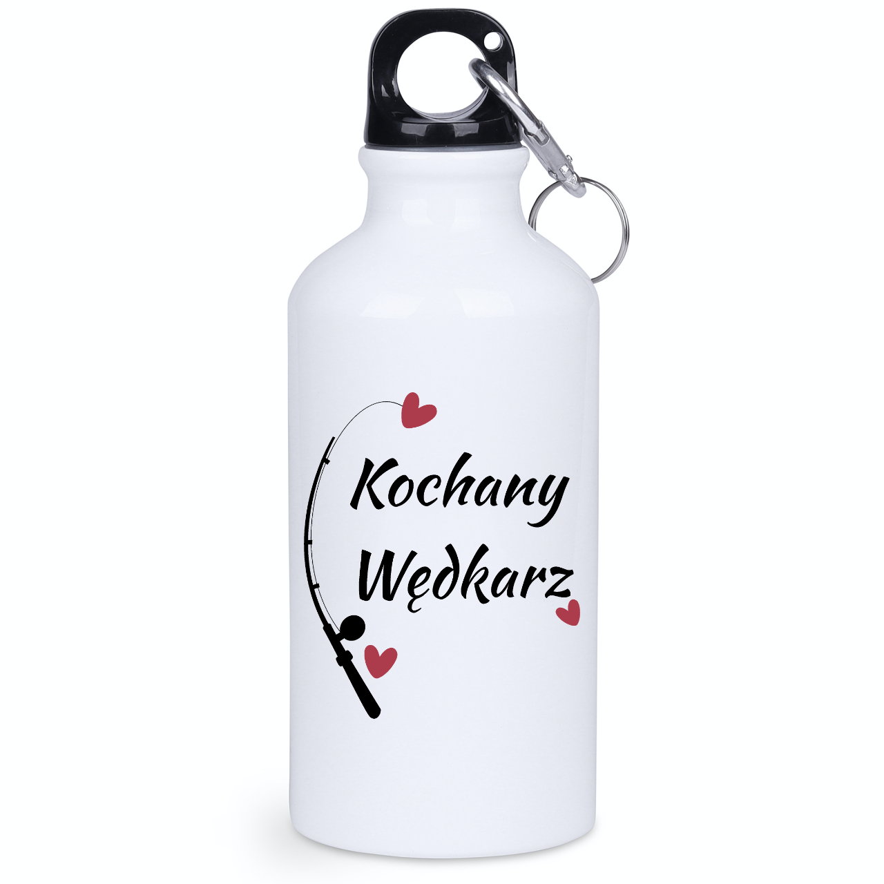Bidon biały 400 ml z nadrukiem "Kochany Wędkarz" - wędkarstwo #1