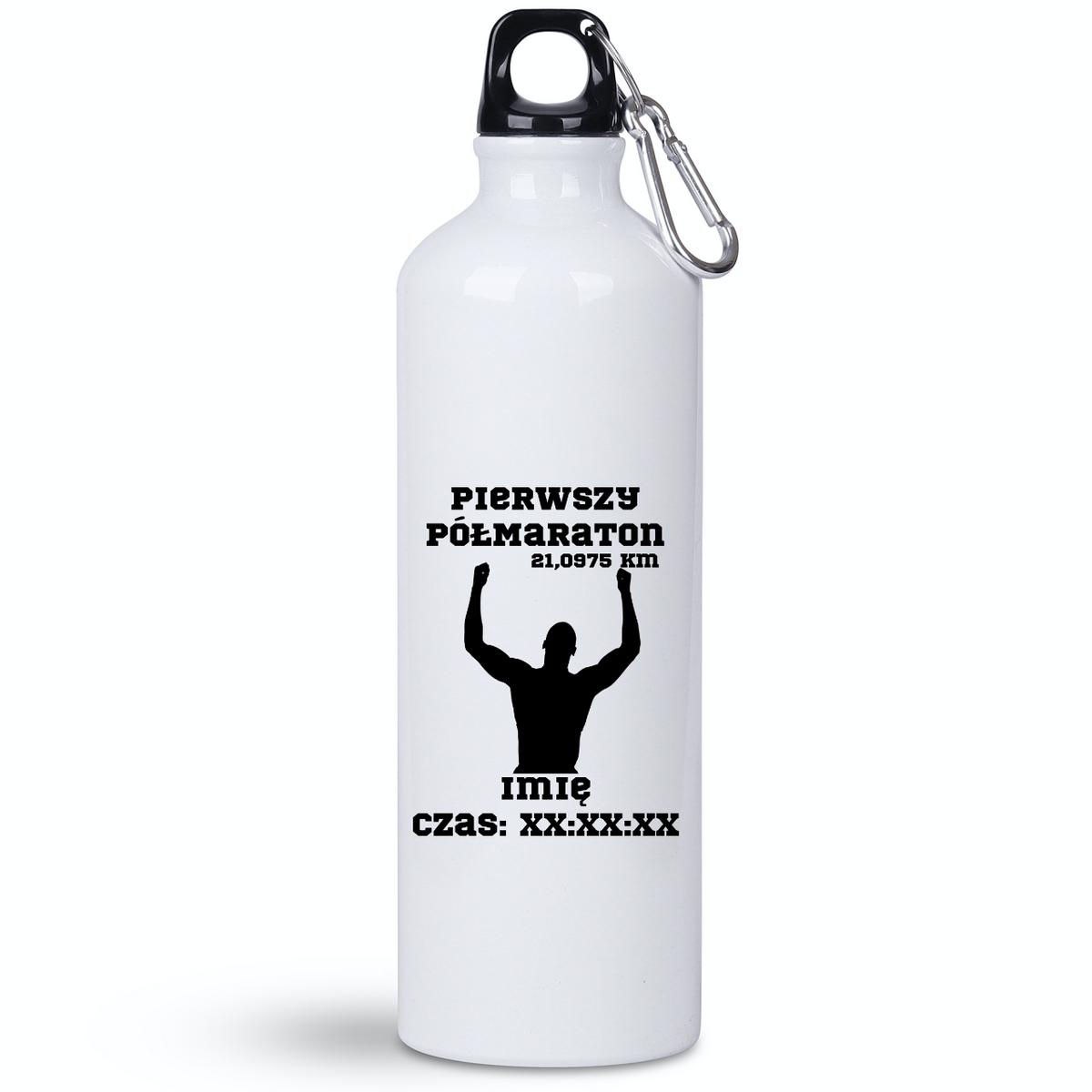 Bidon biały 800 ml pamiątka po półmaratonie + imię i czas – bieganie #8