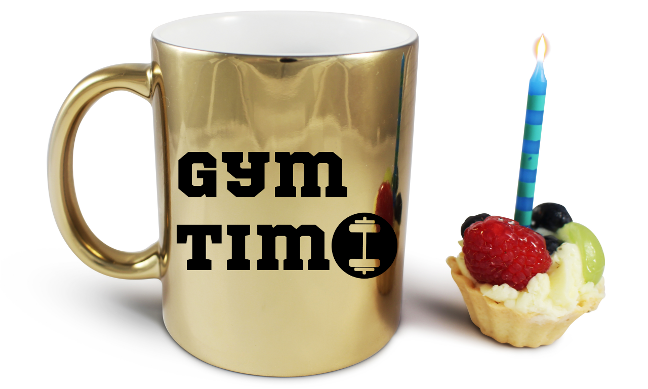 Kubek złoty prezent z nadrukiem "Gym Time" - siłownia #1