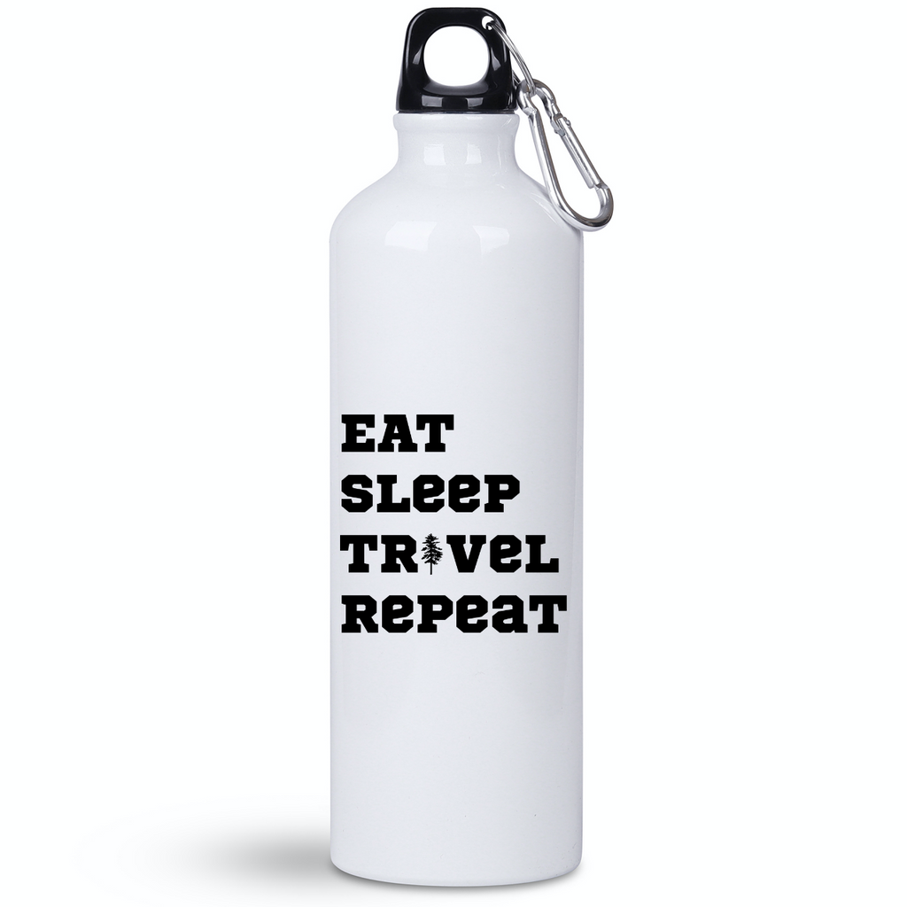 Butelka biała 800 ml z nadrukiem „Eat Sleep Travel Repeat” – podróże, przygoda #6
