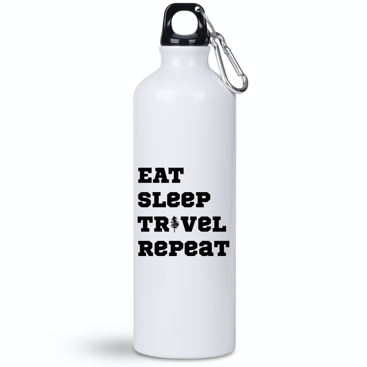 Butelka biała 800 ml z nadrukiem „Eat Sleep Travel Repeat” – podróże, przygoda #6