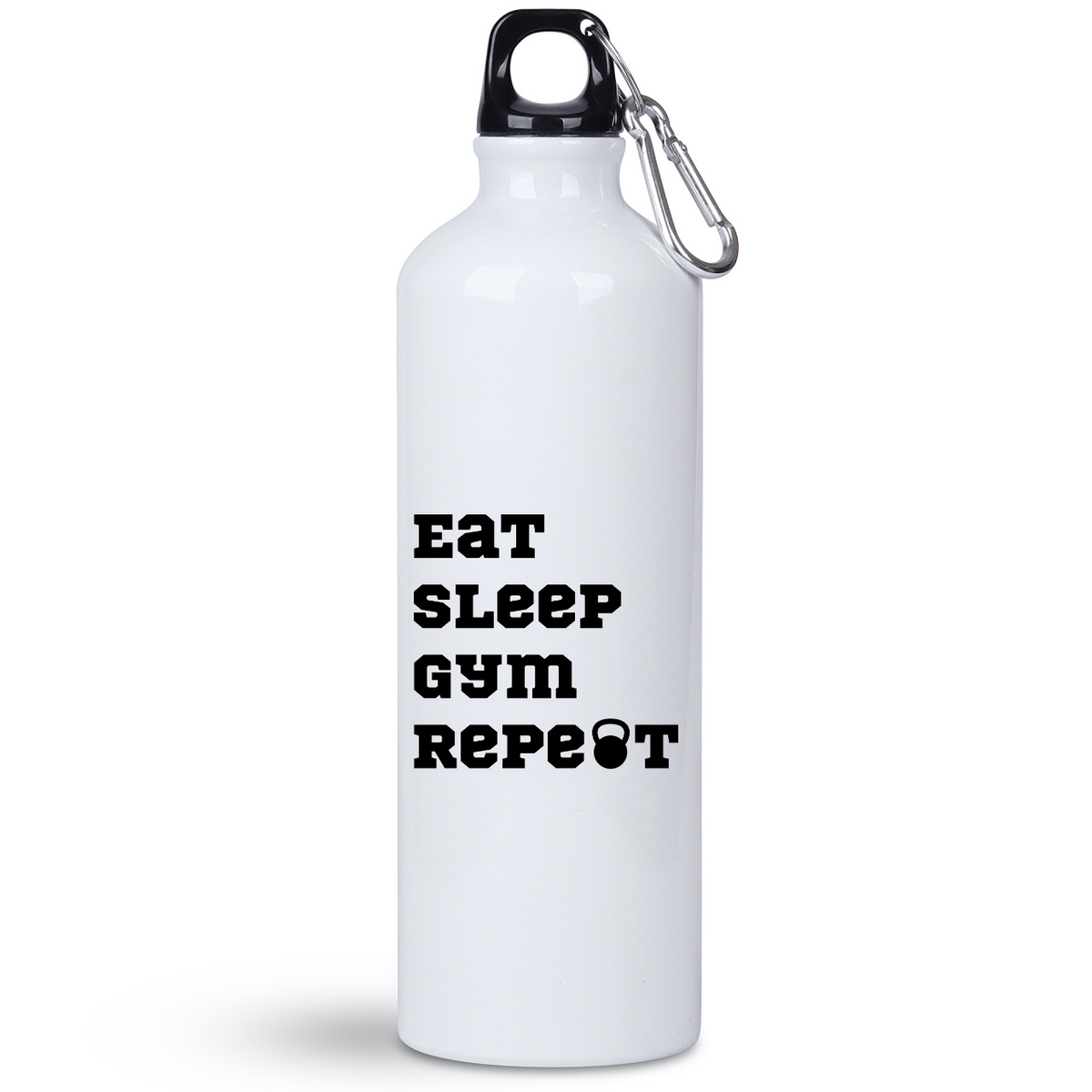Butelka biała 800 ml na siłownię z nadrukiem "Eat Sleep Gym Repeat" #6