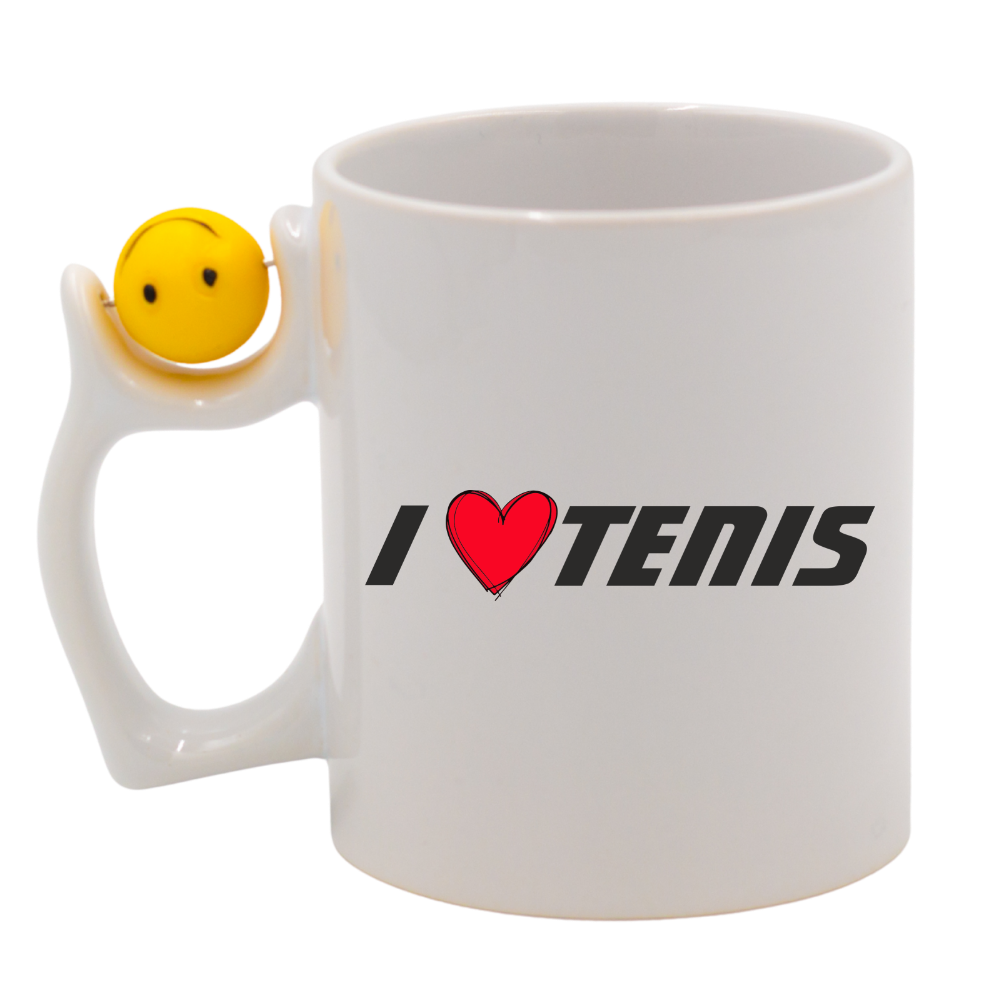 Kubek z piłką i grafiką: I LOVE TENIS #1