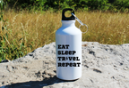 Butelka biała 400 ml z nadrukiem „Eat Sleep Travel Repeat” – podróż, wyprawa #5